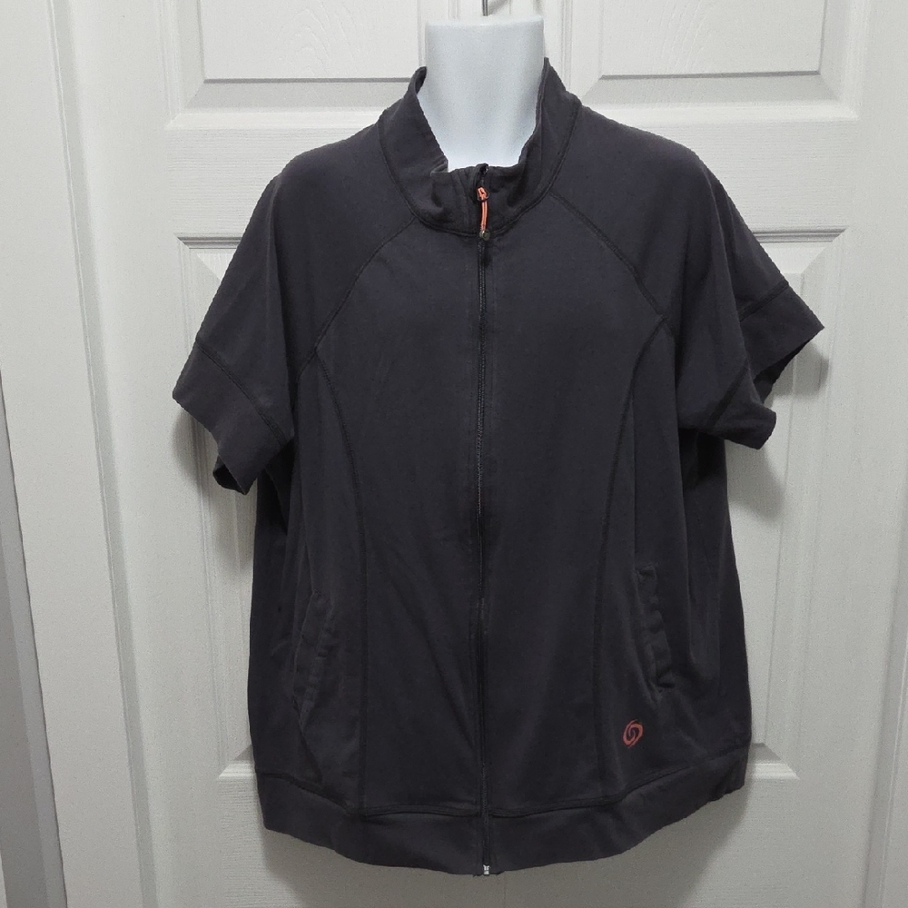 Penningtons Dark Gray Short-Sleeve Zip Up